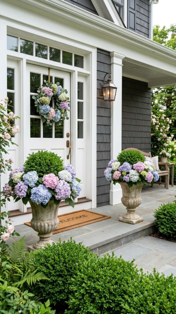 18. Combine Hydrangeas with Boxwood for Structure