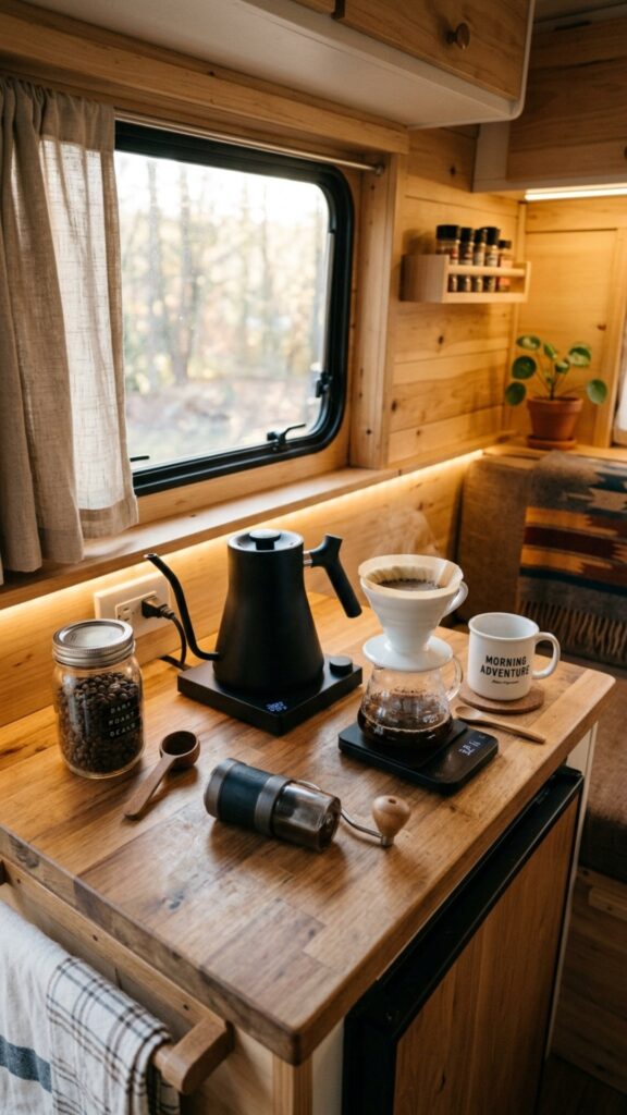 18. Compact Coffee Corner — Start Every Morning Right