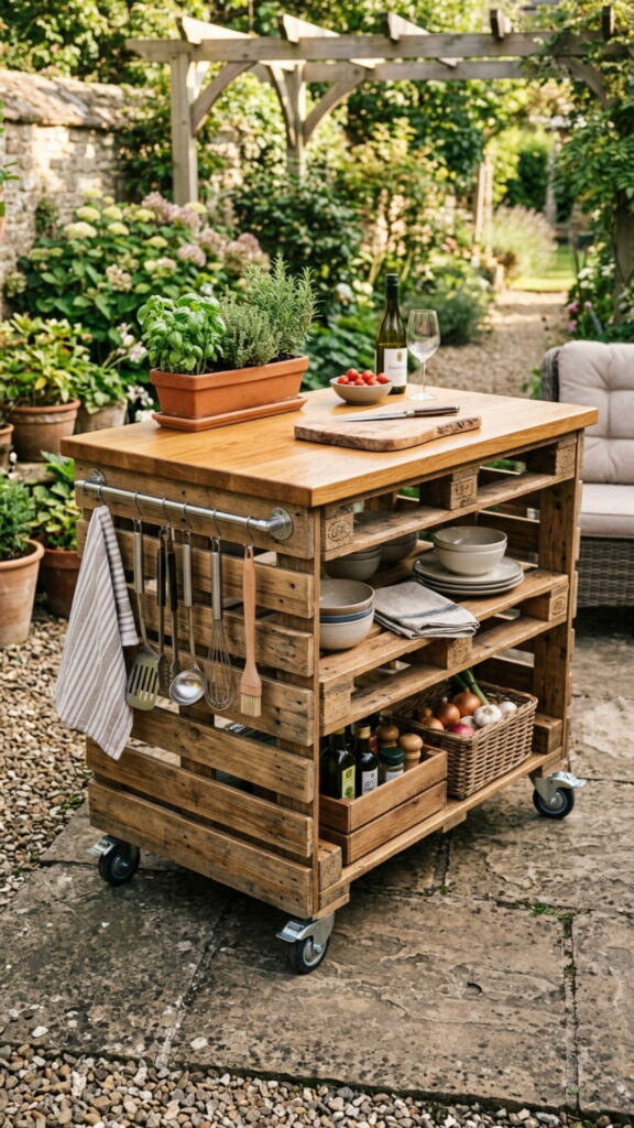 18. Compact Pallet Kitchen Island