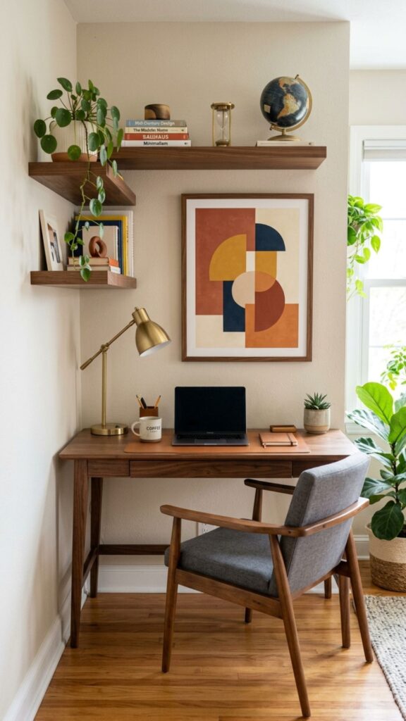 18. Create a Compact Mid Century Office Nook
