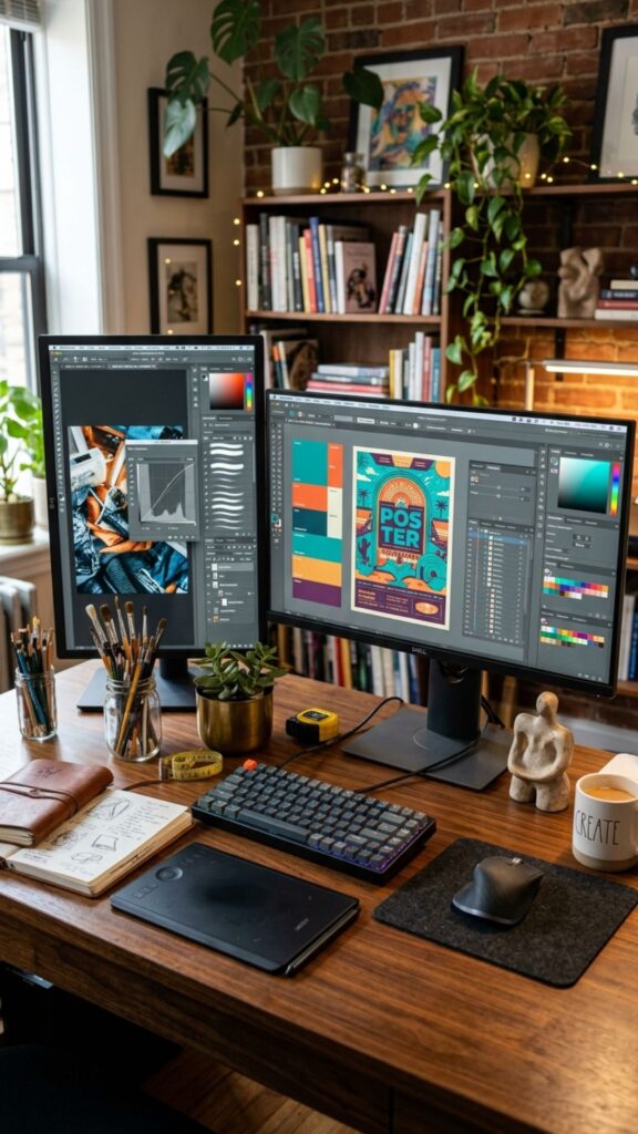 18. Create a Creative Studio Dual Monitor Setup