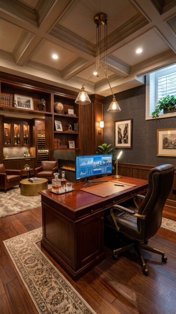 18. Create a Luxury Basement Office Design