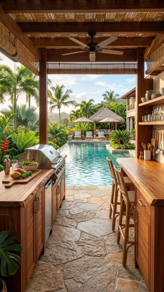 18. Create a Tropical-Style Pool Kitchen