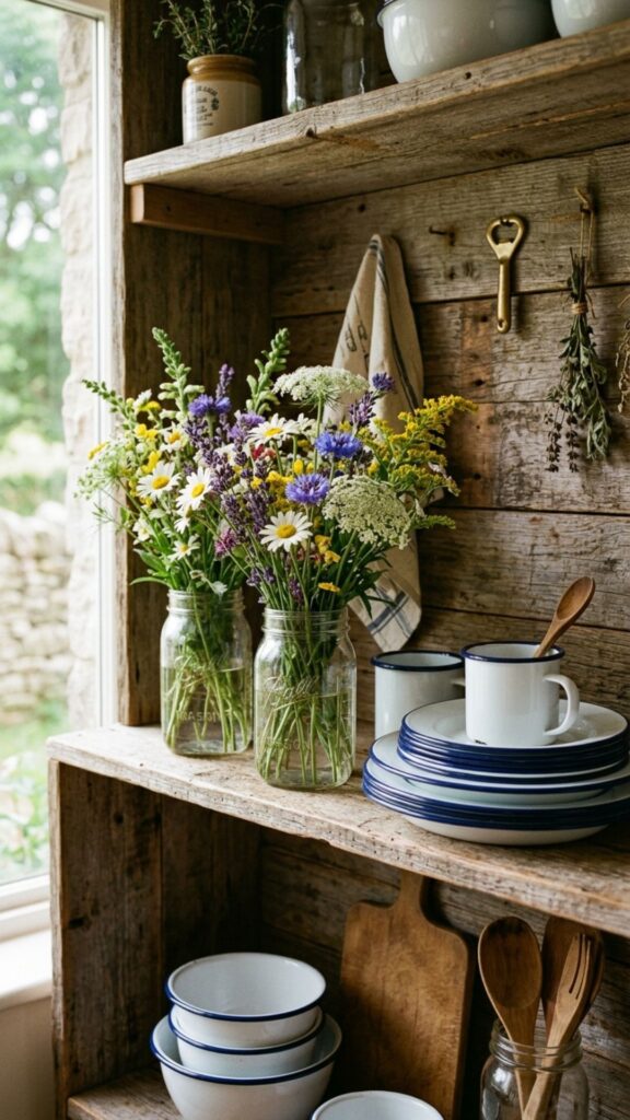 18. Decorate With Mason Jars and Enamelware