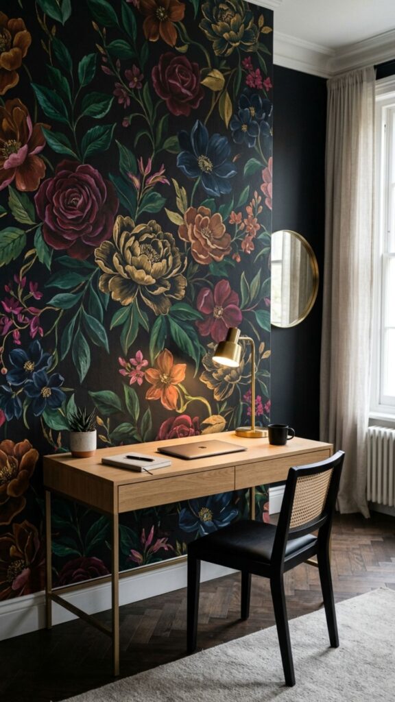 18. Experiment With Dark Floral Wallpaper