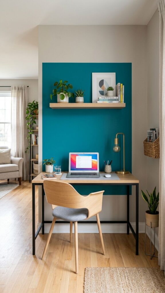 18. Use Color Blocking to Define a Small Office