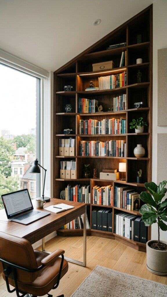 18. Use Custom Bookshelves for Unique Spaces