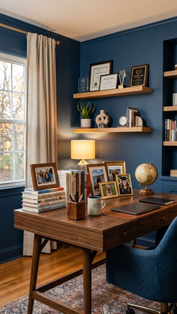 19. Add Personal Touches to Your Blue Office