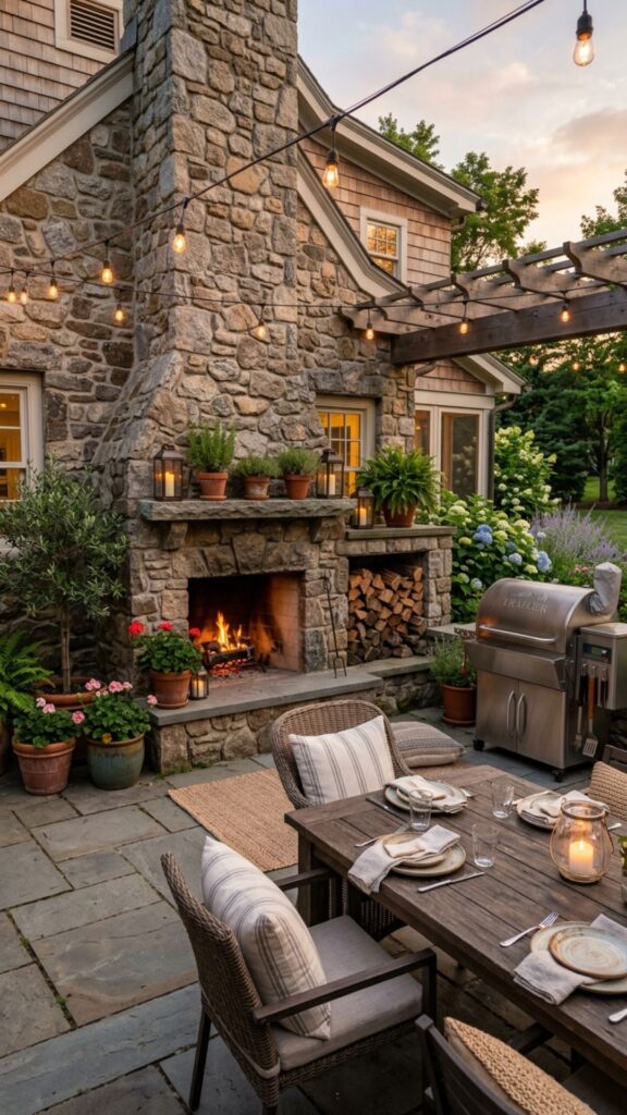 19. Add a Fireplace or Fire Feature Against the Wall