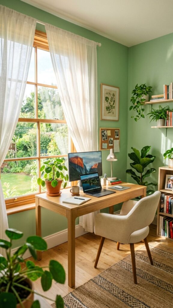 19. Brighten Green Walls With Natural Light