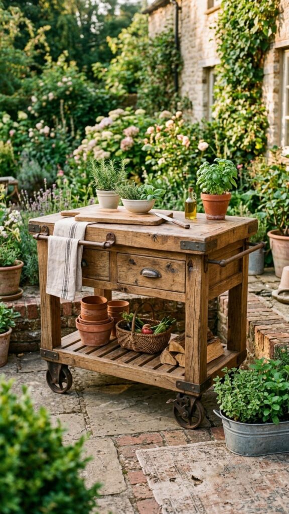 19. Build a Rustic Wood Kitchen Cart
