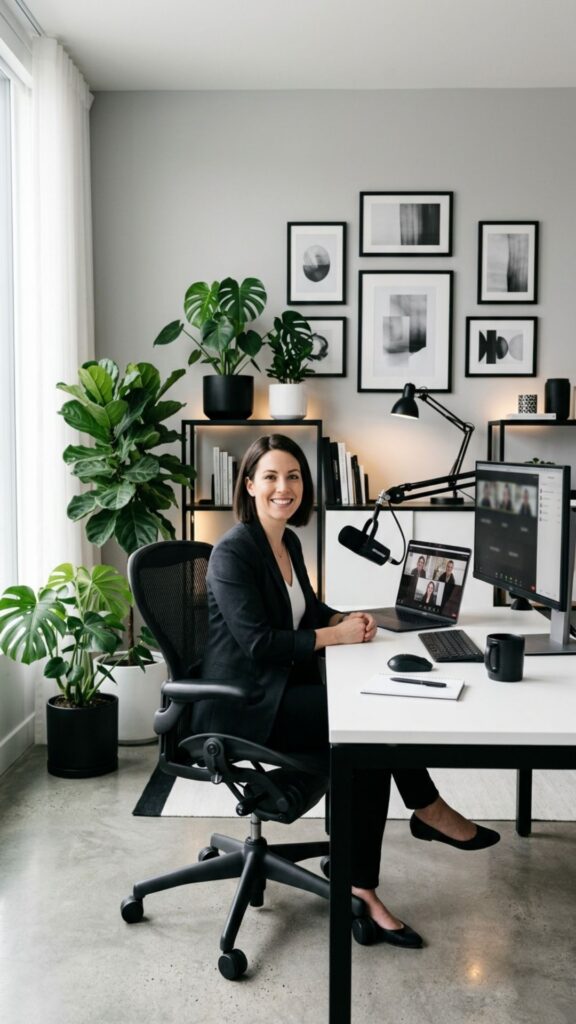 19. Design a Black and White Office for Video Calls