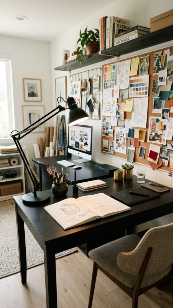 19. Design a Creative Studio with a Black Desk