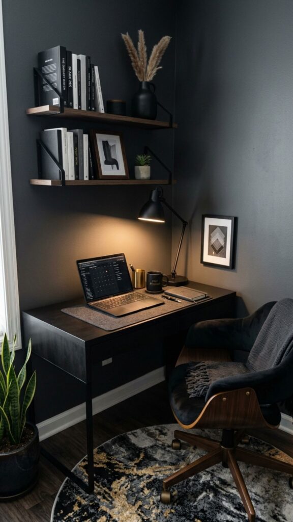 19. Design a Small Dark Home Office Corner
