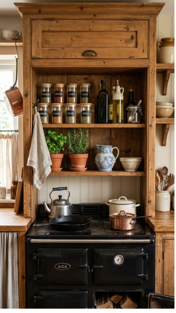 19. Farmhouse Cabinet With Open Storage Niche