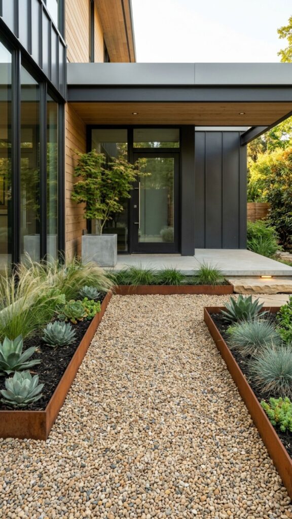 19. Frame Gravel With Metal Edging for a Modern Look