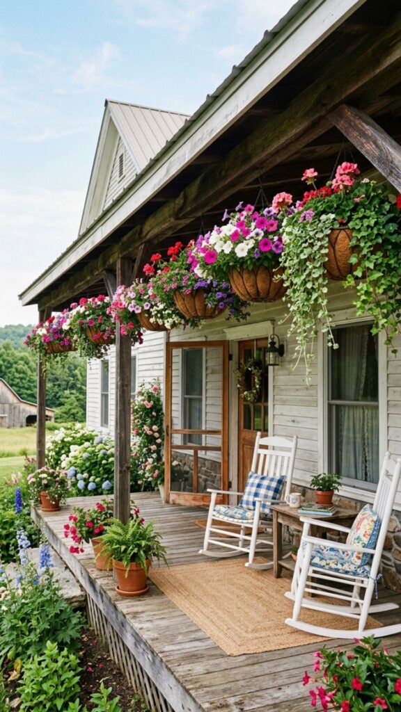 19. Hang Flower Baskets from the Roofline