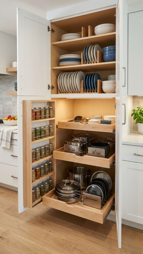 19. Include Built-In Organizers Inside Cabinets