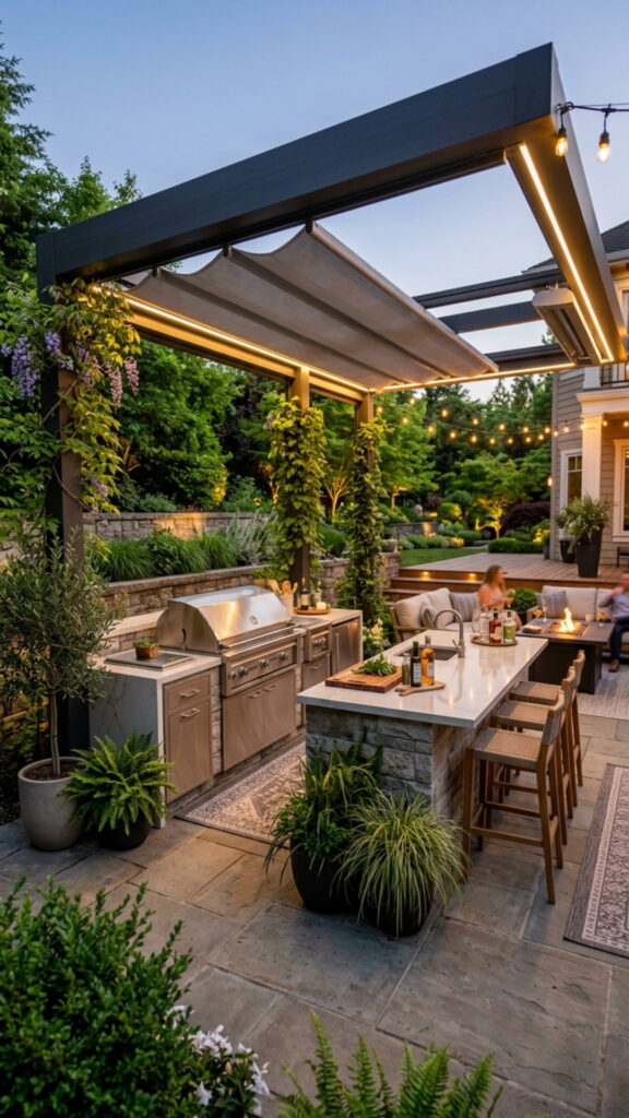 19. Install a Pergola With Retractable Shade