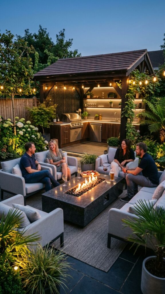 19. Integrated Firepit Table — Heat and Gathering in One