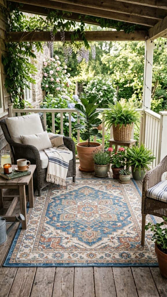 19. Layer Rugs and Plants for a Styled Look