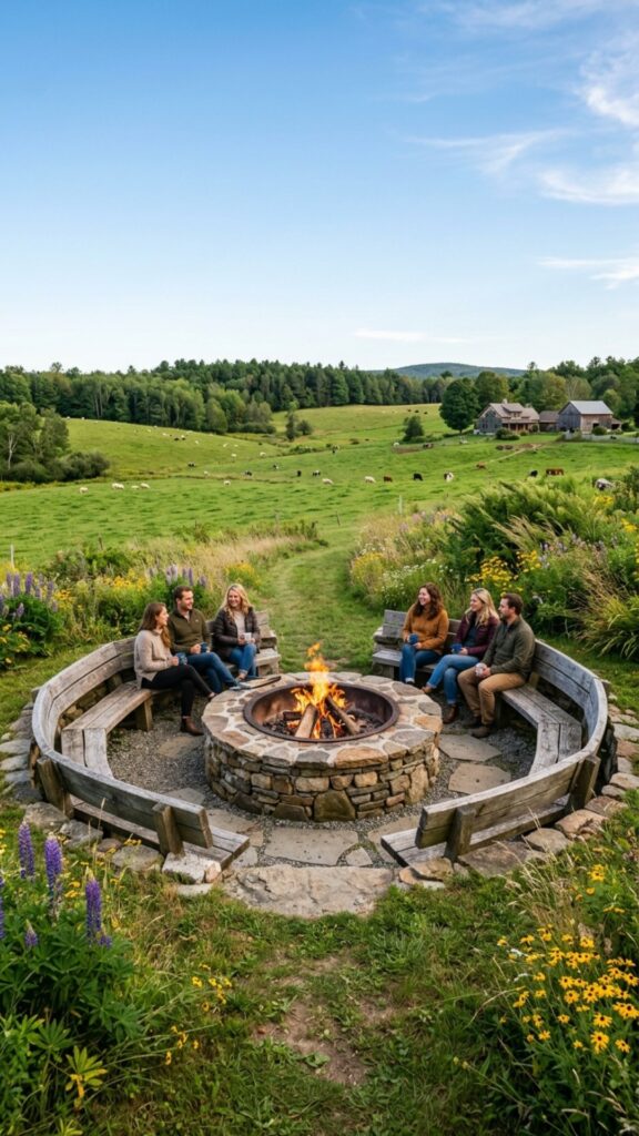 19. Sunken Fire Table with Bench Ring