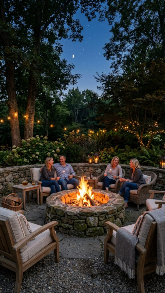 2. A Cozy Fieldstone Fire Pit