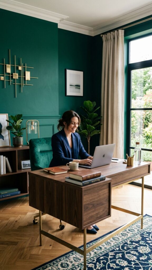 2. Add a Rich Jewel-Tone Accent Wall