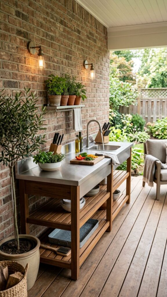 2. Add a Slim Prep Counter Along the Wall