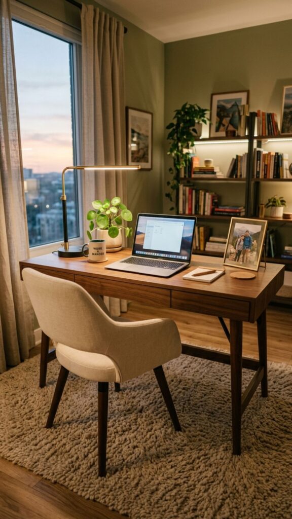 2. Add a Soft Area Rug Under Your Desk for Comfort