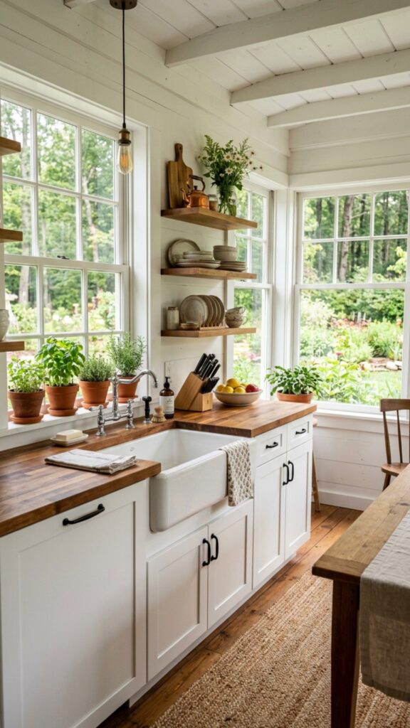 2. Add a White Farmhouse Kitchen Setup