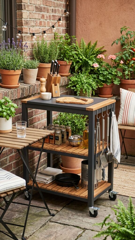 2. Choose a Narrow Prep Cart for Tight Patios