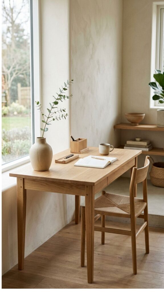2. Choose a Simple Natural Wood Desk