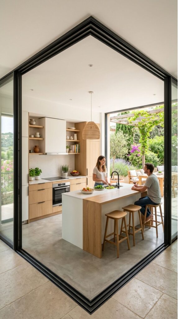 2. Corner Sliding Doors That Open Two Sides at Once