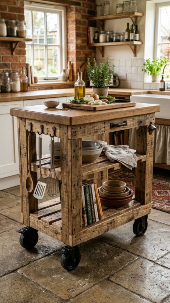 2. Create a Rolling Prep Cart from a Wooden Pallet
