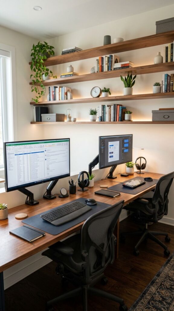 2. Create a Wall-to-Wall Double Desk Setup