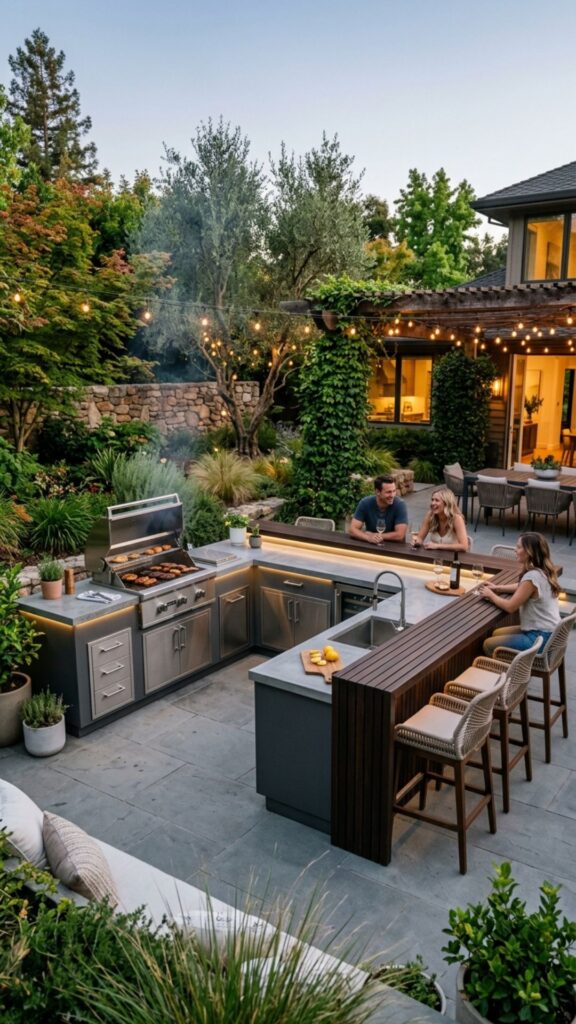 2. Create an L-Shaped Outdoor Kitchen
