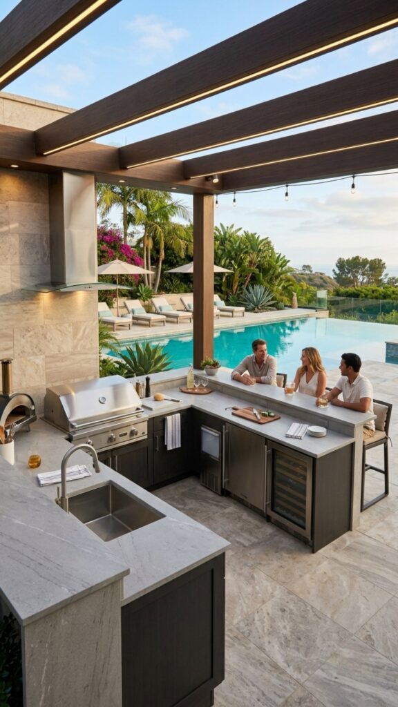 2. Create an L-Shaped Poolside Kitchen