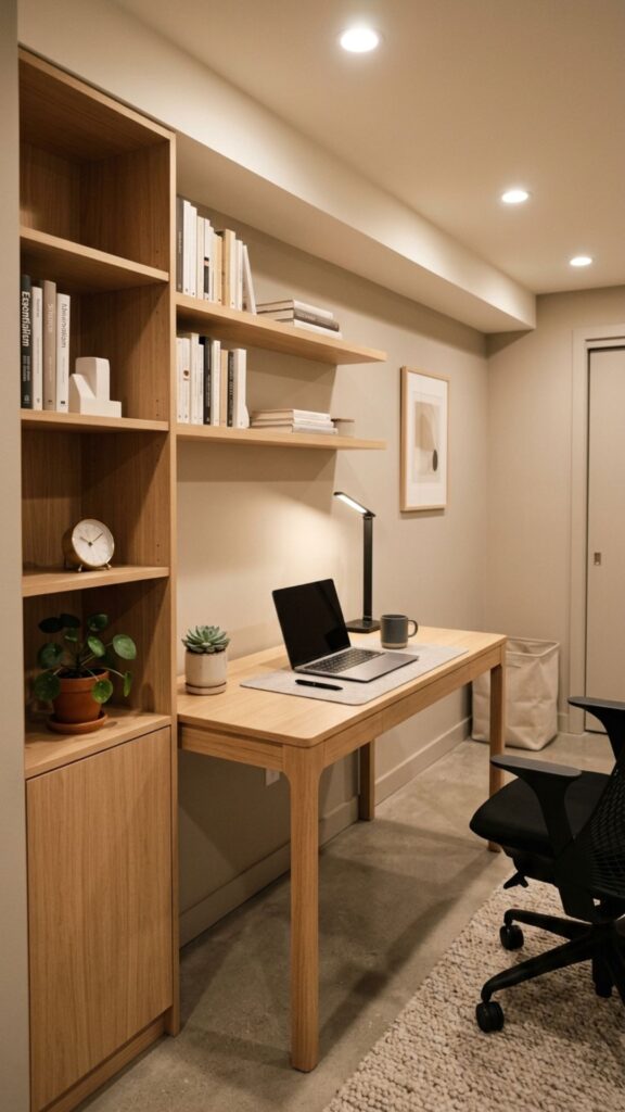 2. Design a Minimalist Basement Home Office
