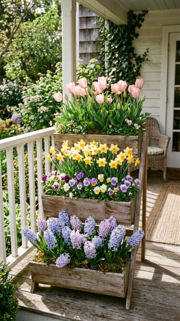 2. Fill Planters with Pastel Blooms