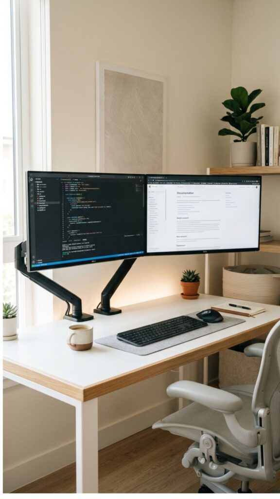 2. Float Your Monitors With Monitor Arms