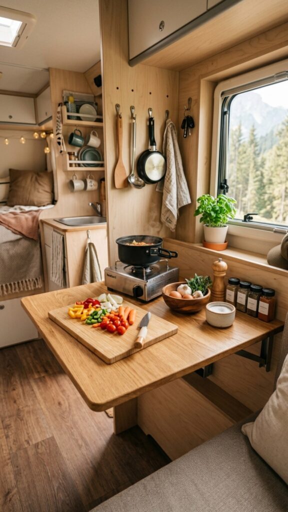 2. Foldout Wall-Mounted Counter — Instant Prep Space