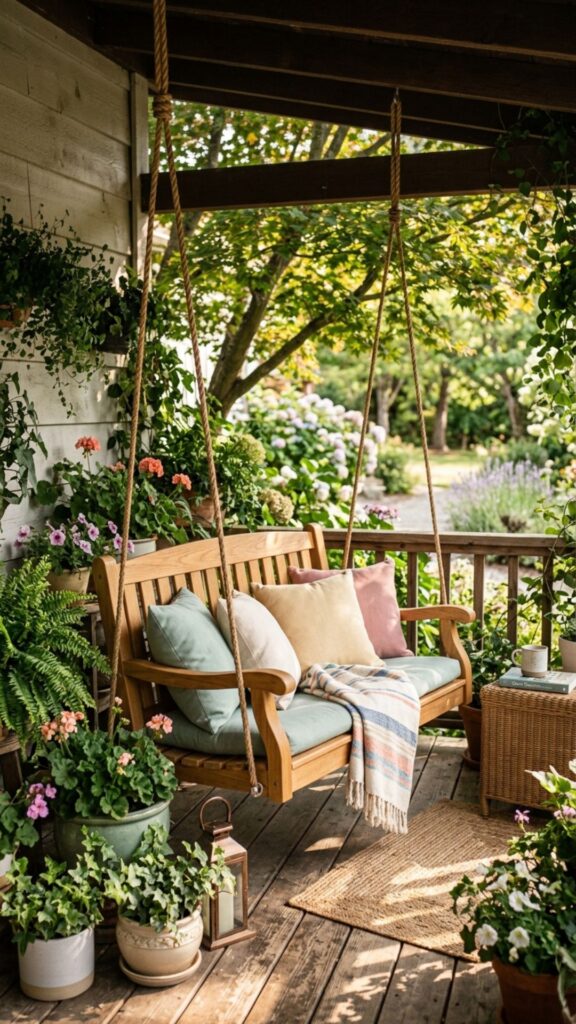 2. Hang a Compact Porch Swing