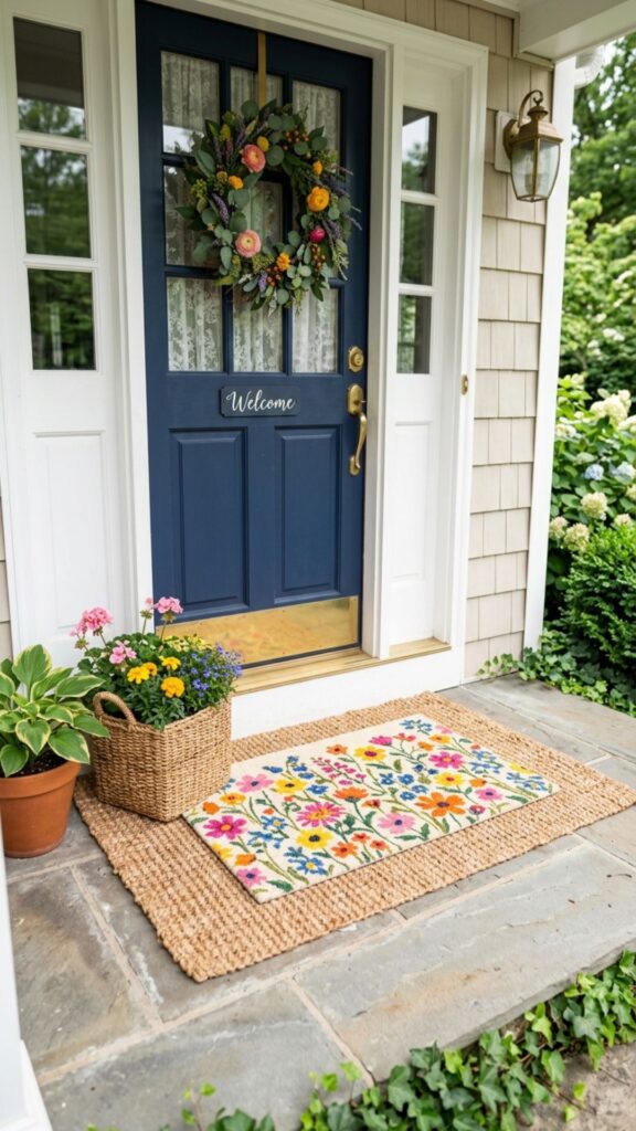 2. Layer Floral Doormats for Every Occasion