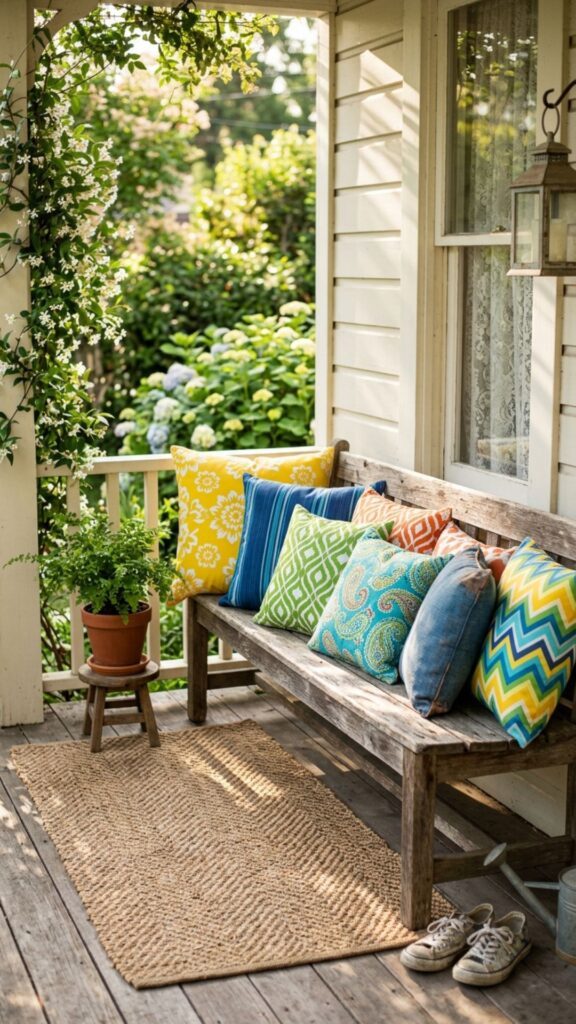 2. Layer in Outdoor Throw Pillows