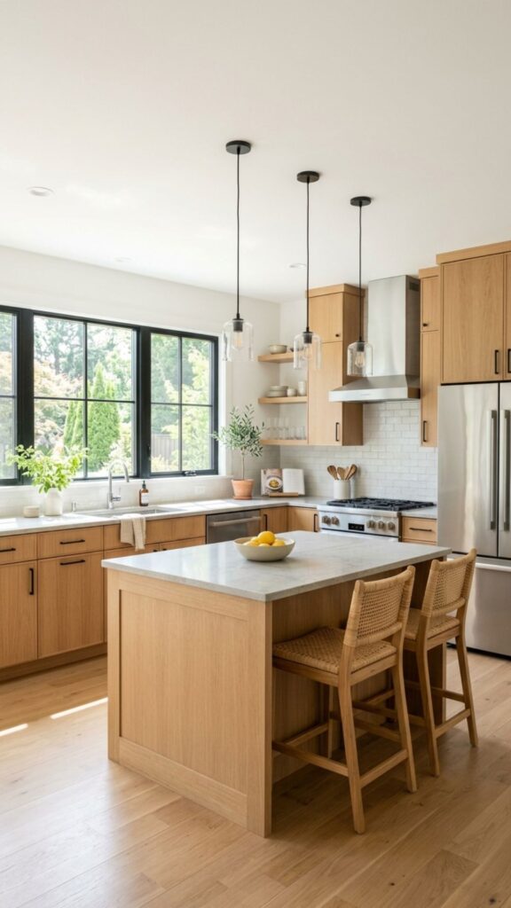 2. Light Brown Cabinets for a Soft Contemporary Style