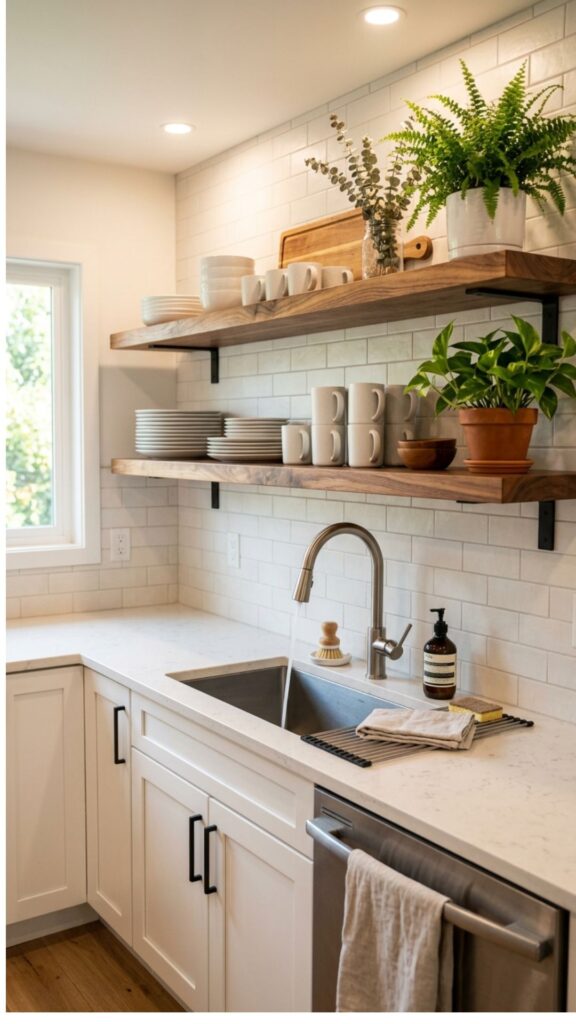 2. Open Shelves Instead of Upper Cabinets