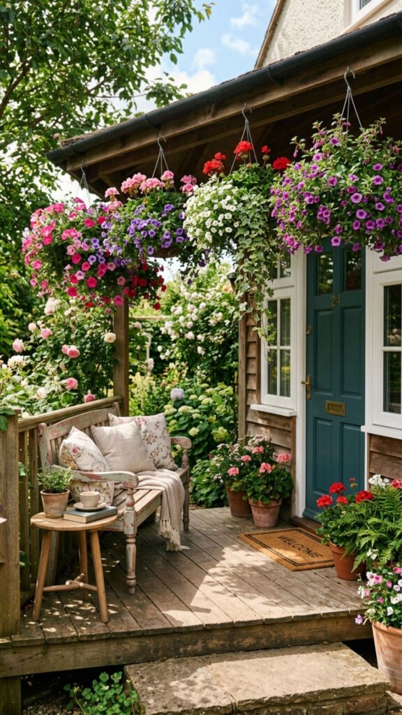 2. Overflowing Hanging Baskets