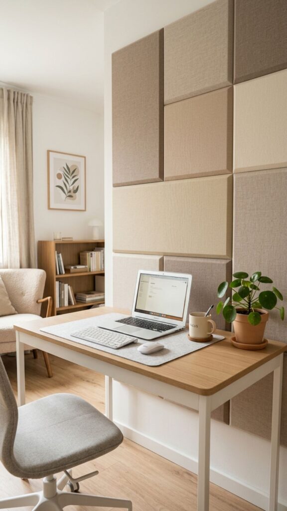 2. Place Fabric Panels Behind Your Desk