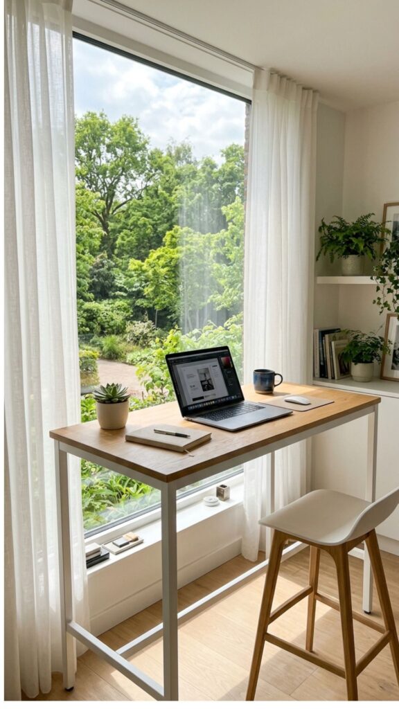 2. Place a High Desk Beside a Large Window
